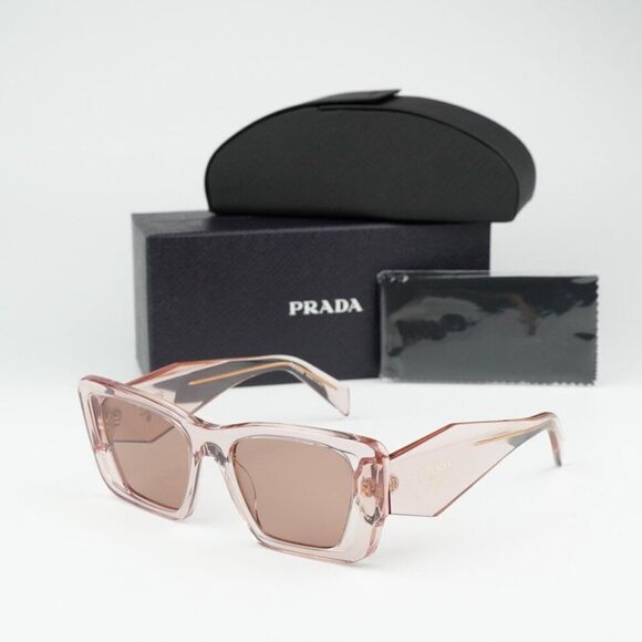 NEW Prada PR08YS 19Q10D Transparent Peach Light Brown Cat Eye Unisex Sunglasses - Picture 3 of 14